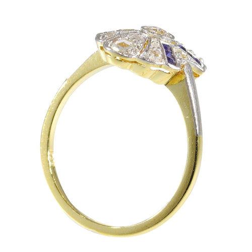 Bague 55 Bague de fiançailles Art Déco Diamant Saphir 58 Facettes 23263-0558