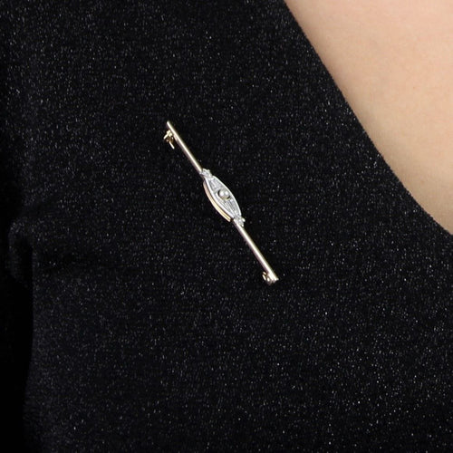 Broche Broche barrette ancienne en or diamants et perle 58 Facettes 03-030