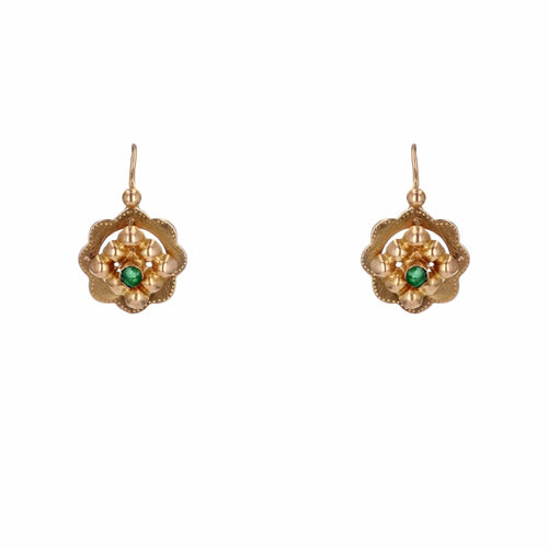 Boucles d'oreilles Dormeuses émeraudes et or 58 Facettes 15-397