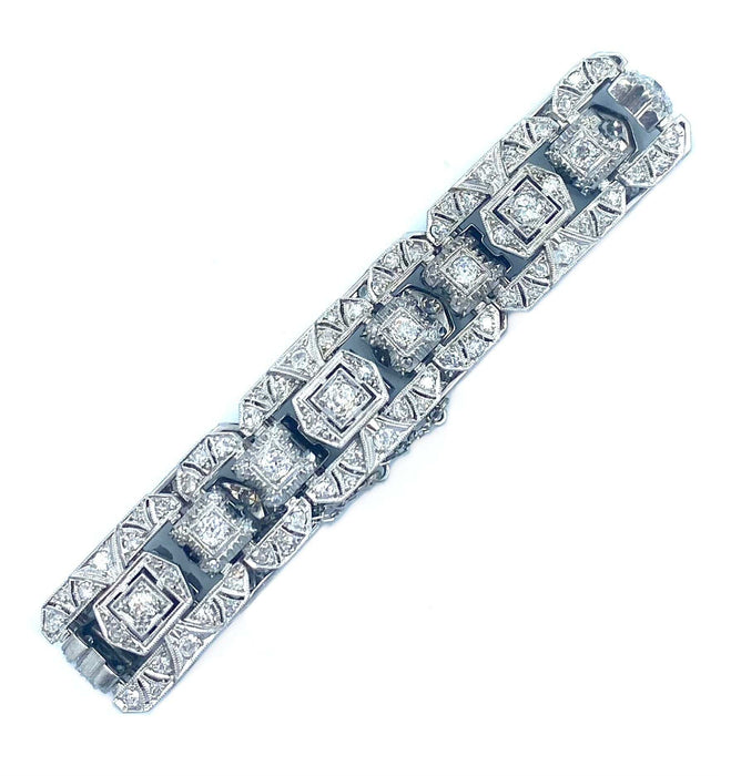 Bracelet Bracelet Art-Deco, or, platine et diamants 58 Facettes