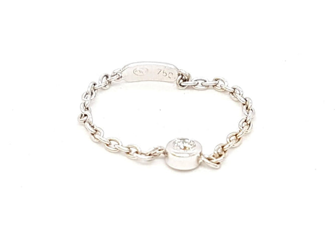 Bague 54 Bague Chaînette Or blanc Diamant 58 Facettes 578687RV