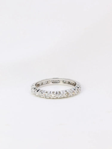 Bague Alliance américaine en or blanc et diamants 58 Facettes J69