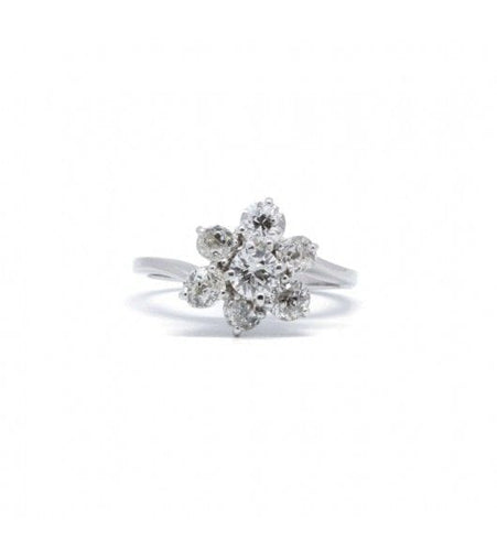 Bague 52 / Blanc/Gris / Or 750 Bague Marguerite Diamants 58 Facettes 210185R