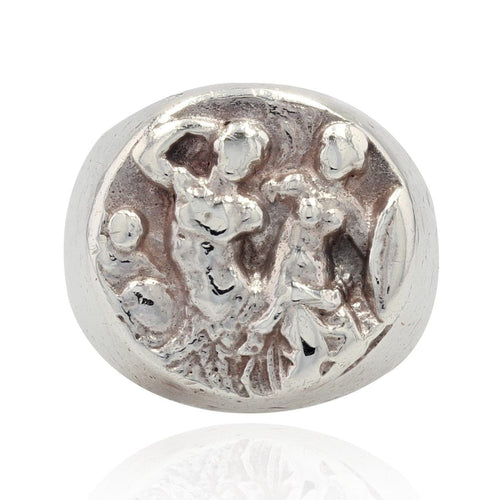 Bague 50 Chevalière en argent gravée 58 Facettes 22-339A