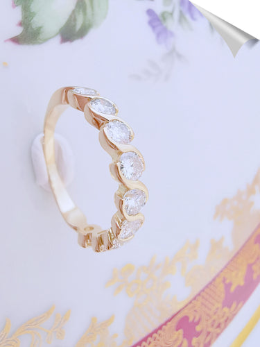 Bague 58.5 Demi-Alliance Diamants 0,90 ct Or Jaune 58 Facettes AA 1517