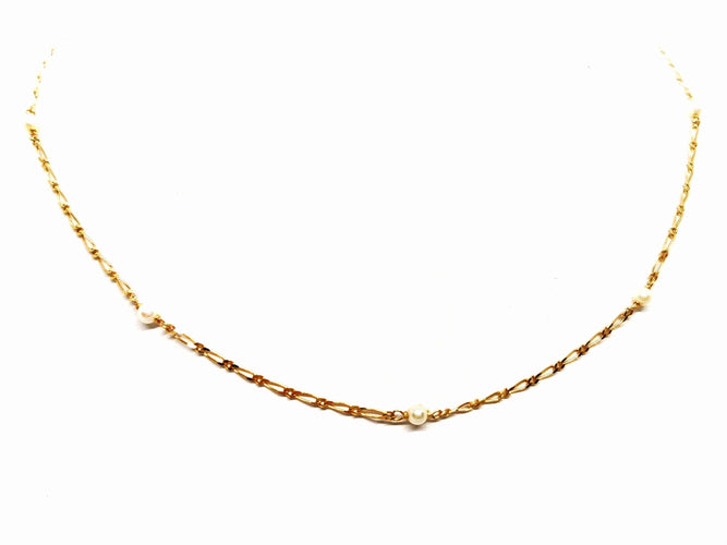 Collier Collier Maille alternée Or jaune Perle 58 Facettes 1654251CN