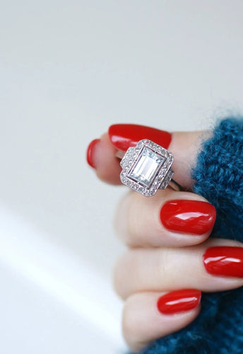 Bague Bague Art Déco aigue-marine diamants 58 Facettes