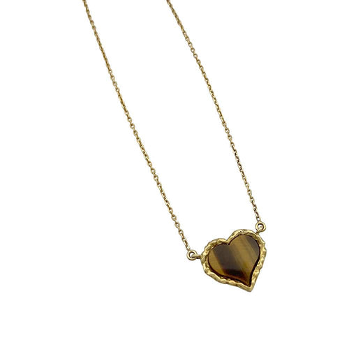 Collier Collier pendentif, "Coeur", or jaune, oeil de tigre. 58 Facettes 32133