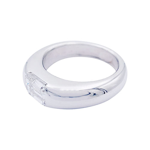 Bague 64 Bague jonc sertie d'une diamant taille émeraude. 58 Facettes 32553