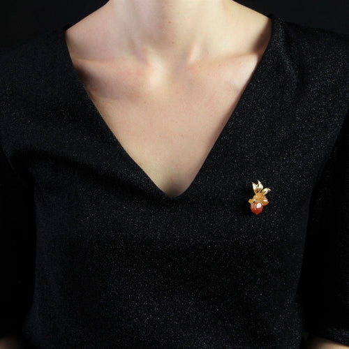 Broche Broche vintage jade orange et or 58 Facettes 22-473