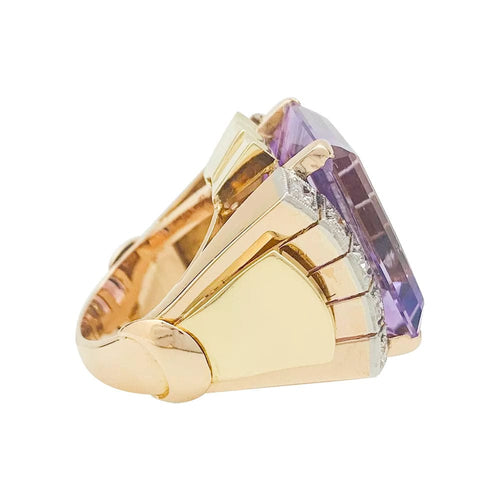 Bague 53 Bague Tank en or rose, améthyste, diamants. 58 Facettes 31369