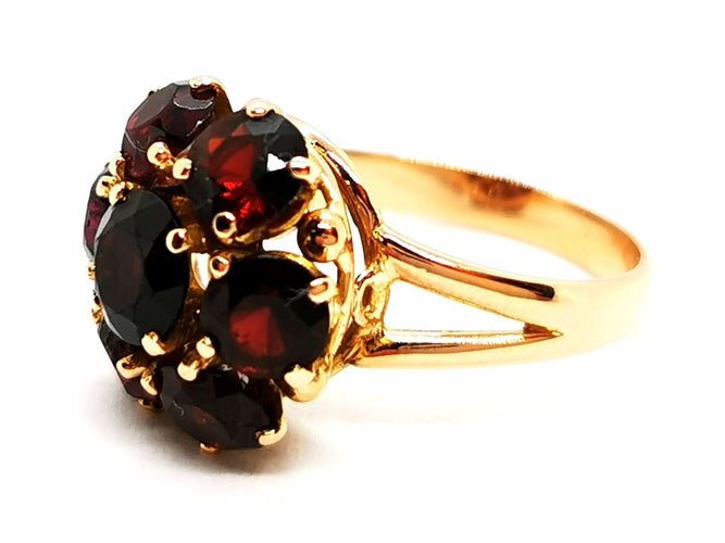 Bague 54 Bague Fleur Or jaune Grenat 58 Facettes 1628841CN