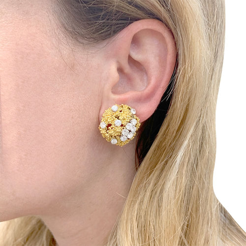 Boucles d'oreilles Boucles d'oreilles vintage Boucheron, or jaune, platine et diamants. 58 Facettes 32907