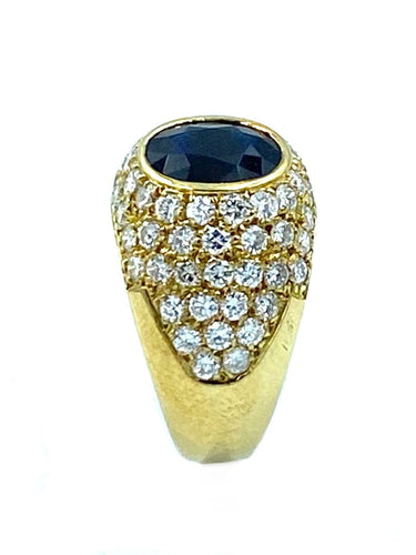 Bague Bague joncs or jaune, saphir et diamants 58 Facettes