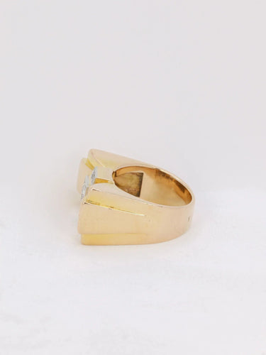 Bague 54 Bague tank Or jaune Platine Diamant 58 Facettes J135