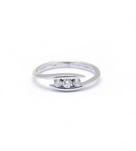 Bague 50 / Blanc/Gris / Or 750‰ Bague Trilogie Diamants 58 Facettes 220593R