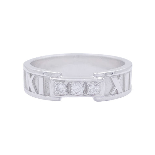 Bague 56 Bague Tiffany & Co., "Atlas", or blanc, diamants. 58 Facettes 32339