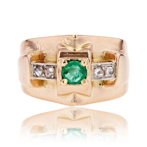 Bague 56 Bague ancienne tank émeraude diamants 58 Facettes 22-621