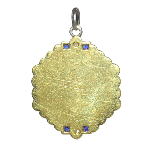 Pendentif Médaille Art Déco Nacre Diamants Saphirs 58 Facettes 23191-0432