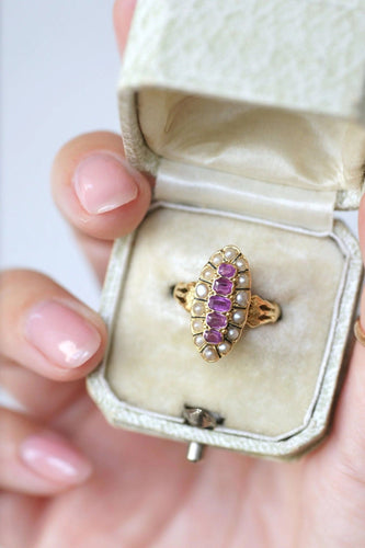 Bague Bague marquise perles et rubis 58 Facettes