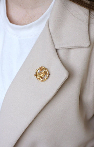 Broche Or jaune / Diamant / XIXe Siècle Broche Chimère or et diamant 58 Facettes