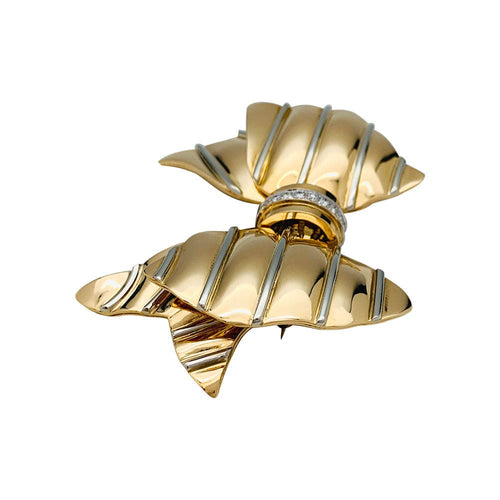 Broche Broche Repossi "noeud" en ors jaune et blanc, diamants. 58 Facettes 31272