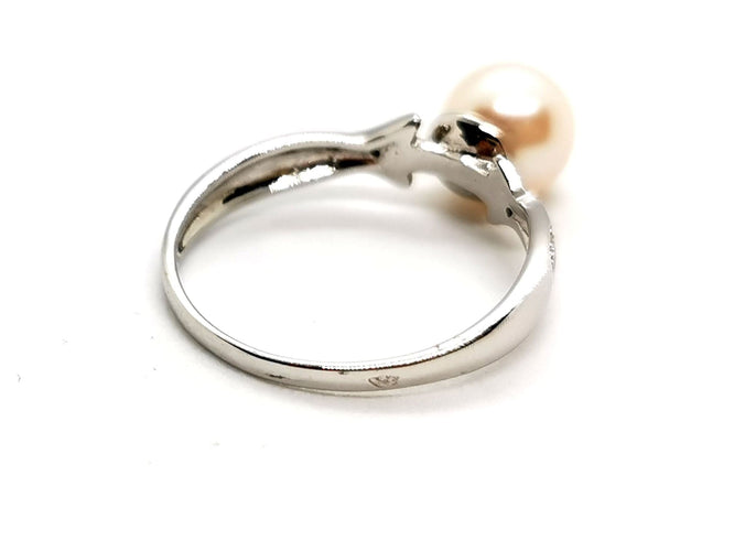 Bague 54 Bague Or blanc Perle 58 Facettes 1141388CD