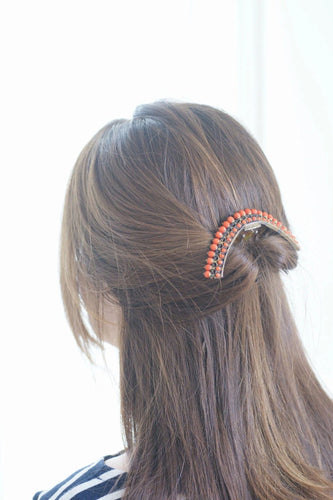 Accessoire Peigne à cheveux, diadème ancien, en corne et corail, sur argent vermeillé 58 Facettes