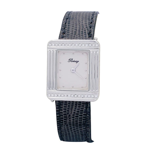 Montre Montre Poiray, "Ma Première", acier et diamants sur cuir. 58 Facettes 32519