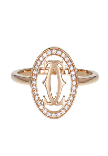 Bague 50 Bague CARTIER Logo Diamants en Or Rose 750/1000 58 Facettes 62131-58026