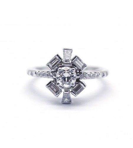 Bague 59 / Blanc/Gris / Or 750‰ Bague Diamant de 0.68 carat 58 Facettes 220587R