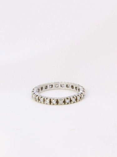 Bague Alliance américaine Or blanc Diamants 58 Facettes J66