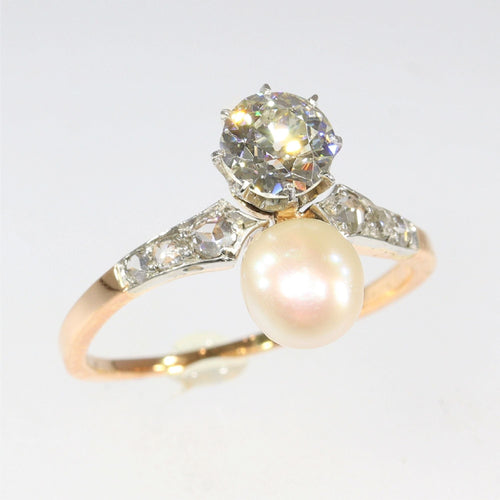 Bague 58 Bague Toi & Moi diamants et perle 58 Facettes 22327-0067