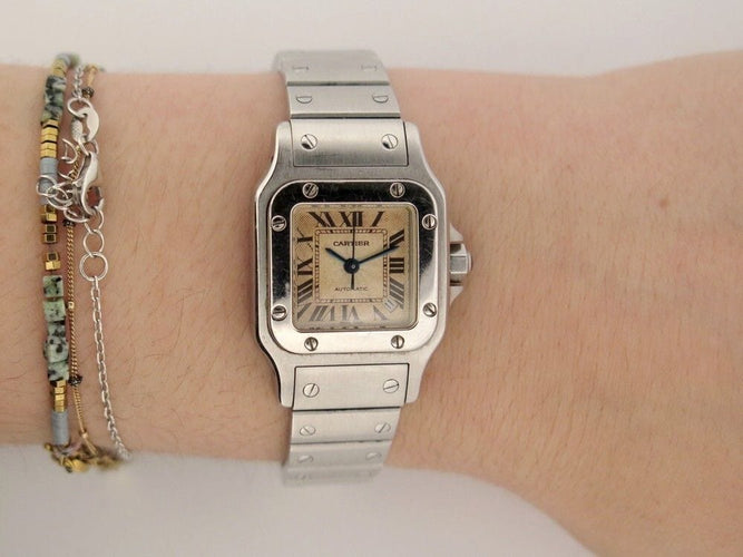 Montre vintage montre CARTIER santos galbee 2423 24 mm automatique acier 58 Facettes 251176