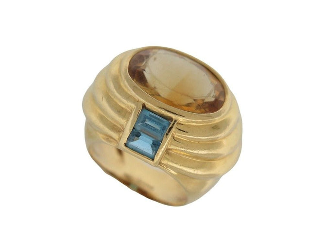 Bague 51 vintage bague FRED jonc godronne citrine topaze or jaune 18k 58 Facettes 258009