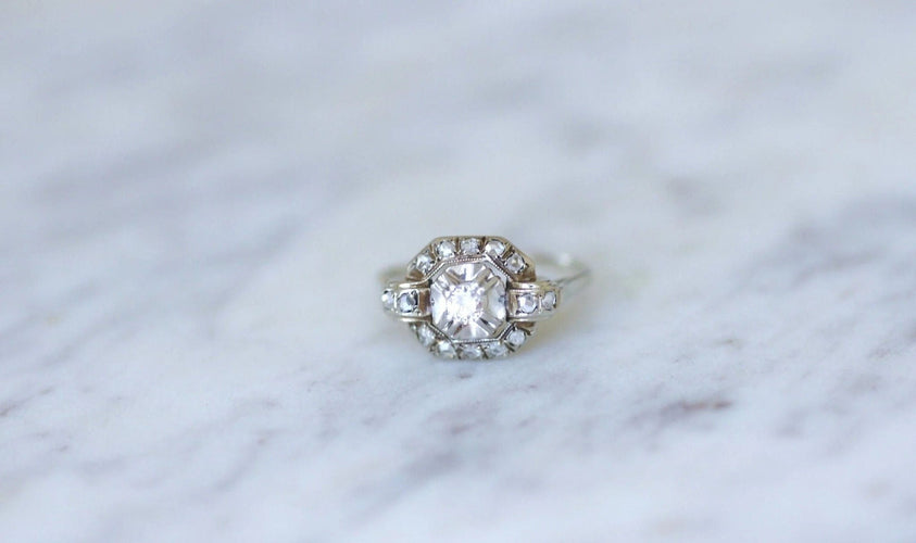 Bague Bague carrée Art Déco diamants 58 Facettes