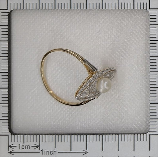 Bague 58 bague marquise diamants perles Art Déco 58 Facettes 23271-0581