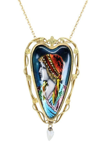 Collier COLLIER ANCIEN ÉMAIL DE LIMOGES ET NACRE 58 Facettes 049981