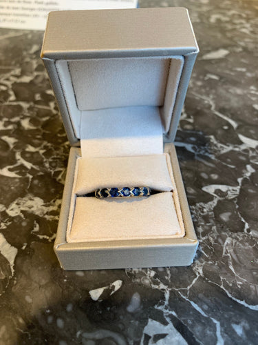 Bague Alliance américaine vintage saphirs et or gris 58 Facettes B312