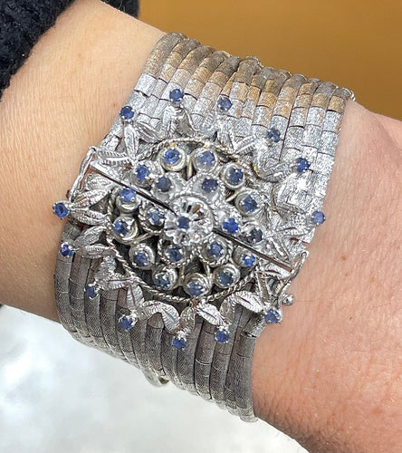 Bracelet Bracelet vintage en or blanc, saphirs 58 Facettes