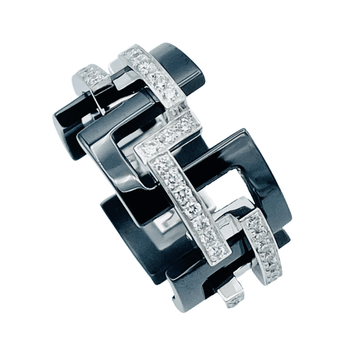 Bague Bague Mellerio "Graphic" Céramique Grand Modèle 58 Facettes