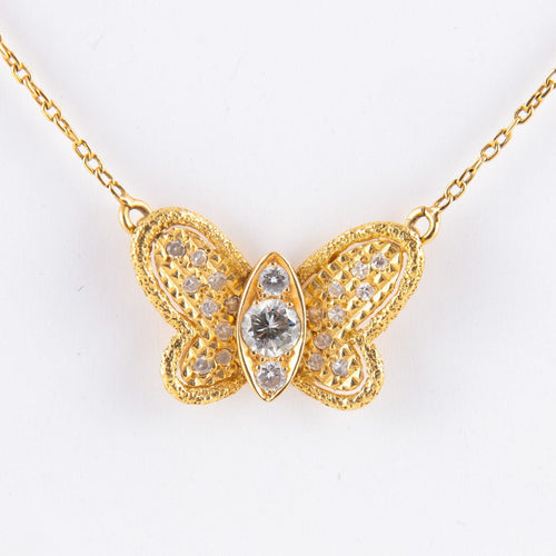 Collier Collier papillon or jaune et diamants 58 Facettes