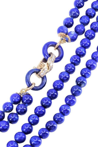Collier COLLIER 2 RANGS LAPIS LAZULI ET DIAMANTS 58 Facettes 068391
