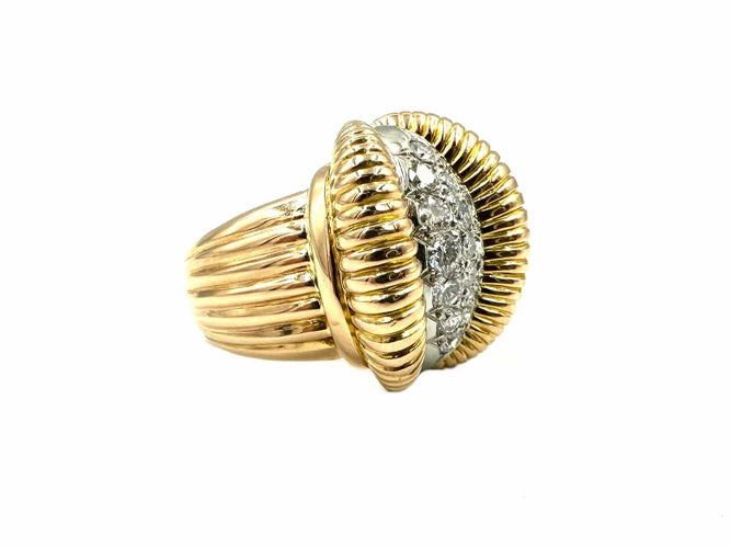Bague Bague Rétro 1950 or jaune, platine et diamants 58 Facettes