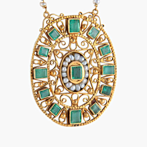 Collier Collier Emeraudes et Perles fines 58 Facettes