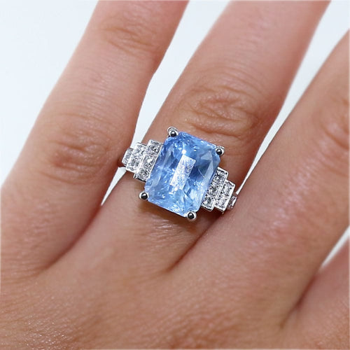 Bague 51 Bague Saphir naturel et diamants 58 Facettes