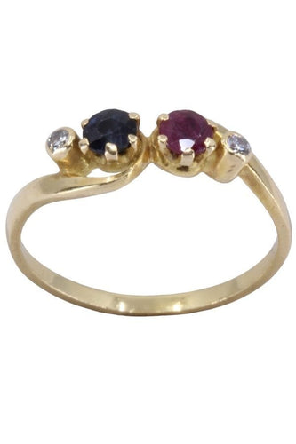 Bague 53 BAGUE MODERNE RUBIS, SAPHIR ET DIAMANTS 58 Facettes 065711