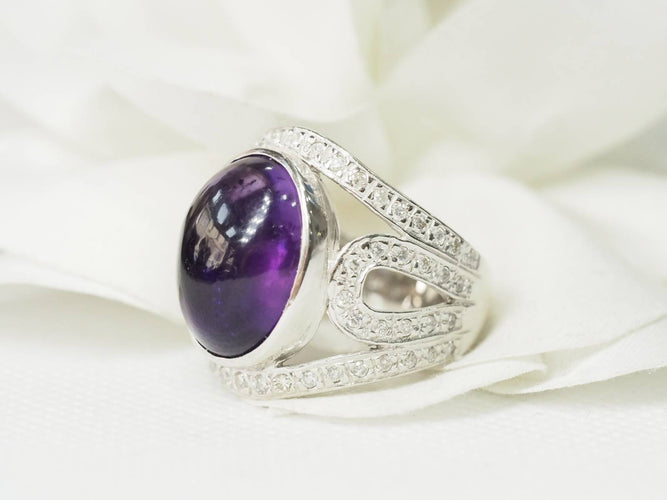 Bague 59 Bague Améthyste Diamants 58 Facettes 28814