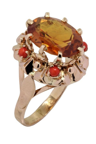 Bague BAGUE ANCIENNE CITRINE ET CORAIL 58 Facettes 047081
