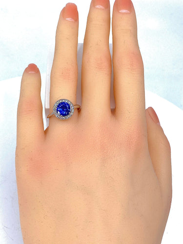 Bague 53 Bague Marguerite Or blanc Saphir et Diamants 58 Facettes AB222